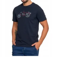 Koszulki męskie - T-shirt męski koszulka męska bawełniana haft motocykl na codzień granat L - miniaturka - grafika 1