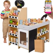 Zabawy w naśladowanie dorosłych - WIELKI Sklepik Drewniany Dla Dzieci Stragan z Kasą i Towarem PREZENT NA ŚWIĘTA DLA 4 5 6 7 8 Latki + EBOOK-3 - miniaturka - grafika 1