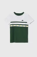 Koszulki dla chłopców - Lacoste t-shirt dziecięcy kolor zielony z nadrukiem - miniaturka - grafika 1