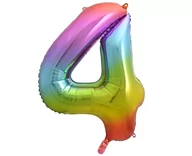 Balony i akcesoria - GO Balon foliowy cyfra 4 tęczowy - 85 cm - 1 szt. HS-C34T4 - miniaturka - grafika 1