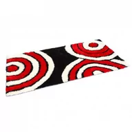 Dywany - Homestyle4u Dywan Designer z wysokim runem Shaggy 80 x 150 cm czarno-biały czerwony okrąg długowłosy Homestyle4u_1240 - miniaturka - grafika 1