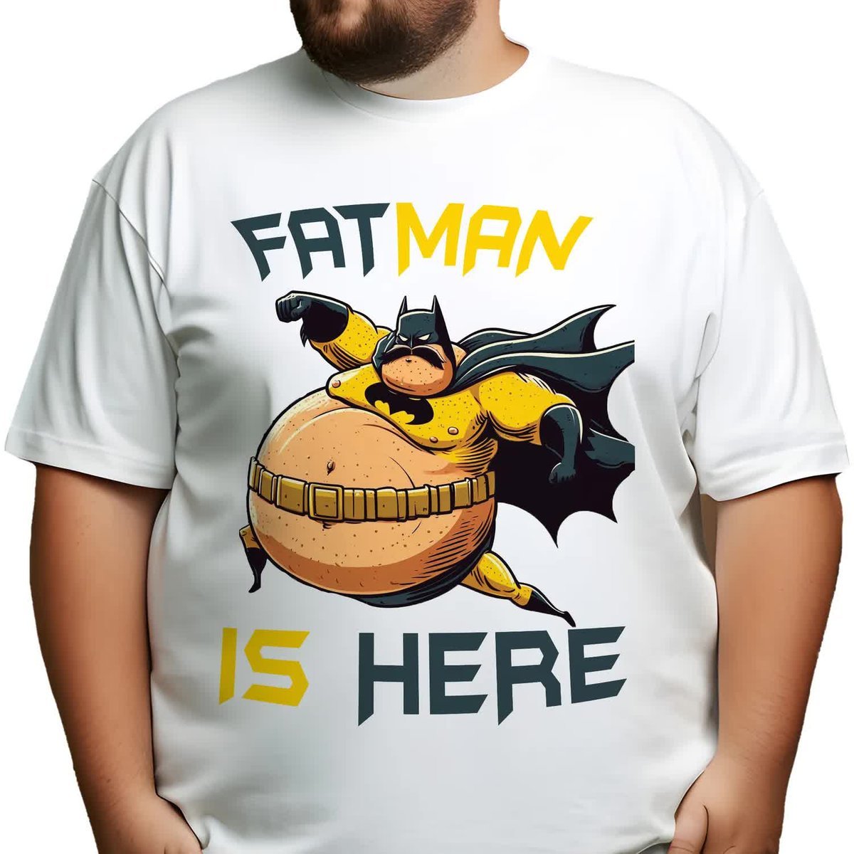 KOSZULKA Bawełniana Męska Wiele Śmiesznych Wzorów FATMAN is HERE - L