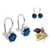 Kolczyki - Klasyczne Srebrne 925 Kolczyki Bigle Z Granatową Cyrkonią Gwiazdkę Prezent - miniaturka - grafika 1