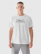 Koszulki sportowe męskie - Męski t-shirt z nadrukiem 4F x Robert Lewandowski RL9SAW24TTSHM2189 - biały - miniaturka - grafika 1