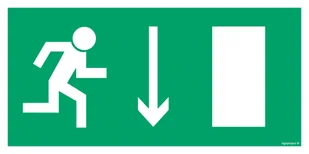 AC011 WYJŚCIE EWAKUACYJNE W PRAWO W DÓŁ, TS - PŁYTA TD FOTOLUMINESCENCYJNA; (600X300MM) - Systemy ekspozycyjne i znaki informacyjne - miniaturka - grafika 1
