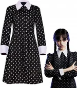 Stroje karnawałowe - SUKIENKA WEDNESDAY ADDAMS PRZEBRANIE HALLOWEEN WZORKI STRÓJ KARNAWAŁOWY XL - miniaturka - grafika 1