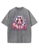 Koszulki i topy damskie - Koszulka oversize efekt sprania Diva Makeup Kobieta szary M - miniaturka - grafika 1