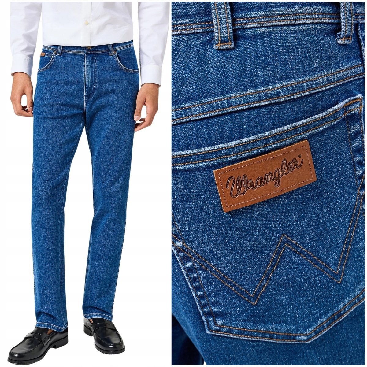 Wrangler Texas Midnight Shadow Epic Soft proste spodnie jeansowe W42 L34