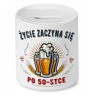 Skarbonki - Skarbonka na Urodziny 50 50te 50-te na Prezent z Nadrukiem ze Zdjęciem + Opakowanie na prezent (wzór 03) - miniaturka - grafika 1