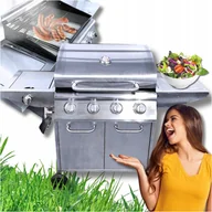 Grille gazowe - GRILL Gazowy IOWA Stal Nierdzewna BBQ 5 palnikowy 4+1 na Kółkach 14,5kW - miniaturka - grafika 1