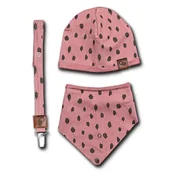 Śliniaki i fartuszki - Hi Little One - czapeczka, bandanka i zawieszka do smoczka z organicznej bawełny GOTS Leopard Blush - miniaturka - grafika 1