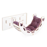 Skoczki dla dzieci - MISIOO Bujak Small Rocker 4 w 1 + ścianka wspinaczkowa/zjeżdżalnia + poduszka (lila Velvet), biały Wooden Play - miniaturka - grafika 1