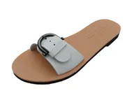 Klapki i japonki damskie - Białe klapki damskie z klamrą ze skóry naturalnej SANDINISTA S4175A [Rozmiar: 37] - miniaturka - grafika 1