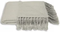 Koce - Duży koc akrylowy z frędzlami szary narzuta pled ciepły 130x180 miękki / RIVAHOME - miniaturka - grafika 1