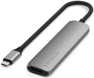 Adaptery i przejściówki - Satechi 4-w-1 USB-C Slim Multiport 4K USB-C USB-C, 4K HDMI, 2x USB-A szary ST-P4SM - miniaturka - grafika 1