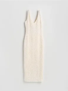 Reserved - Sukienka z cekinami - kremowy - Sukienki - miniaturka - grafika 1