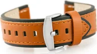 Akcesoria do smartwatchy - Pasek skórzany do zegarka W80 brązowo/czarny 20mm - miniaturka - grafika 1