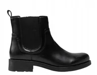 Botki damskie - GEOX BOTKI DAMSKIE CZARNE SKÓRZANE Z ZAMKIEM 37 Ż7B - miniaturka - grafika 1