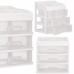 Szkatułka Na Biżuterię I Kosmetyki 26,5X23,3X17 Cm Organizer Z Przegródkami Mleczny - Kosmetyczki, organizery i kuferki - miniaturka - grafika 1