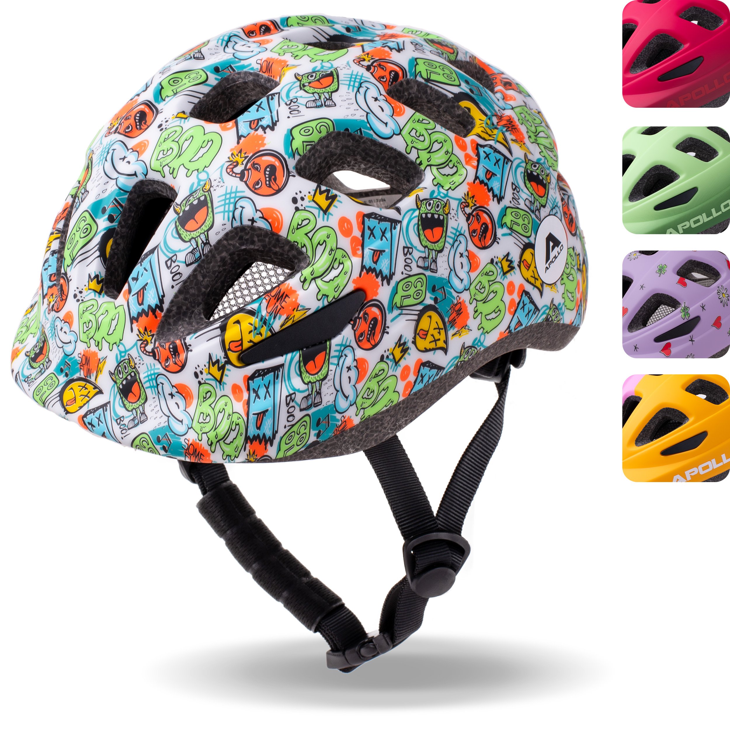 Dziecięcy kask rowerowy Apollo, kask dla dzieci i młodzieży, kask multisportowy - Monsta Mania - M (51-56 cm)