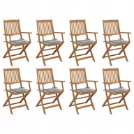 Fotele i krzesła ogrodowe - vidaXL Lumarko Składane krzesła ogrodowe z poduszkami, 8 szt., drewno akacjowe! 3075099 - miniaturka - grafika 1