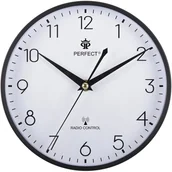 Zegary - Perfect Zegar ścienny PW348-2100-1 czarny radiowy 20,5 cm - miniaturka - grafika 1
