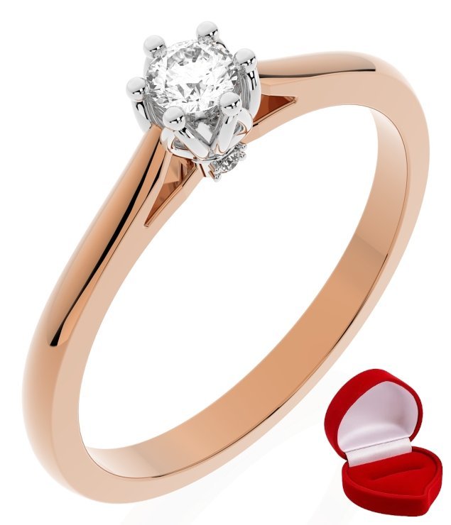 ZŁOTY PIERŚCIONEK ZARĘCZYNOWY 585 14k SZAFIR 0,09 ct RÓŻOWE ZŁOTO R29