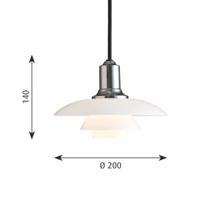 Louis Poulsen PH 2/1 szklana lampa wisząca, chrom - Lampy sufitowe - miniaturka - grafika 3