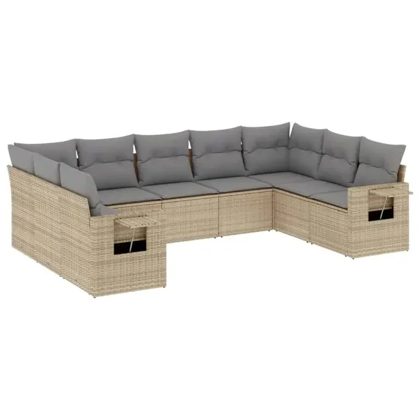 Zestaw mebli ogrodowych modułowych beżowy rattan PE, 55-62 x 62 x 69 cm