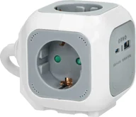 Przedłużacze i rozgałęźniki - Orno Przedłużacz 4x2P+Z Schuko, ładowarka USB A+C, Quick charge, 1,4m H05VV-F 3x1,5mm?, szary - miniaturka - grafika 1