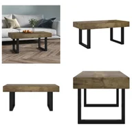 Ławy i stoliki kawowe - vidaXL Stolik kawowy ciemnobrązowo-czarny 90x45x40 cm MDF i żelazo - Stolik kawowy - Stoliki kawowe - Stolik boczny - Stolik sofowy - miniaturka - grafika 1