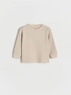 Bluzki dla niemowląt - Reserved - Bawełniany longsleeve - beżowy - miniaturka - grafika 1