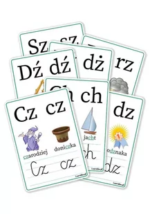 Plansze edukacyjne A5 - Dwuznaki 7 kart - Materiały pomocnicze dla uczniów - miniaturka - grafika 1