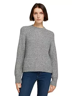 TOM TAILOR Denim Damski Sweter ze stójką z rękawami balonowymi 1022144, 10367 - Light Silver Grey Melange, XXL - Swetry damskie - miniaturka - grafika 1