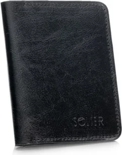 Solier Cienki skórzany męski portfel z bilonówką SOLIER SLIM CZARNY - Portfele - miniaturka - grafika 1