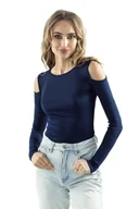 Bluzki damskie - Eldar Liv Koszulka długi rękaw granatowa XL - miniaturka - grafika 1