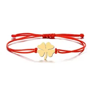 Bransoletki - Bransoletka czerwona sznurek nitka na szczęście koniczyna - miniaturka - grafika 1