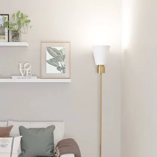 Lampa oświetlająca sufit, mosiądz/biała, 1-pkt. - Lampy stojące - miniaturka - grafika 1