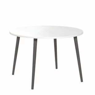 Stół okrągły ze sklejki biały 110 cm Crystal White, Wykończenie nogi - buk - farba grafitowa, Średnica blatu [cm] - 110, Wysokość [cm] - 75 - Stoły - miniaturka - grafika 1