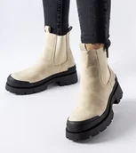 Botki damskie - Beżowo-czarne botki eko-zamsz Big Star MM274322-37 - miniaturka - grafika 1