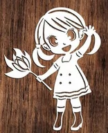 Zabawki kreatywne - Dziewczynka z kwiatem- wycinanka z kartonu - miniaturka - grafika 1