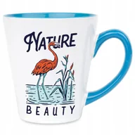 Kubki - Kubek Latte Niebiesko Biały NATURE BEAUTY 300 ml Na Prezent Zabawne Wzory - miniaturka - grafika 1