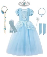 Stroje karnawałowe - Sukienka Strój Kopciuszek Cindirella Zestaw 134/140 (140) - miniaturka - grafika 1