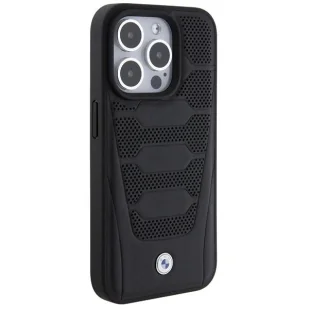 Etui BMW Leather Seats Pattern na iPhone 15 Pro - czarne - Etui i futerały do telefonów - miniaturka - grafika 1