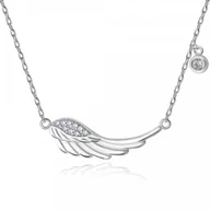 Naszyjniki - Murrano Srebrny Naszyjnik 925 Skrzydło Kryształki Grawer YN-146 - miniaturka - grafika 1