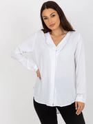 Bluzki damskie - Bluzka koszulowa biały elegancki klasyczny codzienna dekolt kołnierzyk w kształcie V rękaw długi odzież ekologiczna guziki - miniaturka - grafika 1