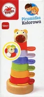 Zabawki interaktywne dla dzieci - Brimarex Piramidka kolorowa drewniano-plastikowa - miniaturka - grafika 1