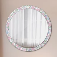 Lustra - Lustro z nadrukiem okrągłe Delikatne kwiaty - miniaturka - grafika 1