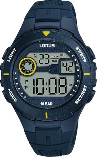 Lorus Męski cyfrowy zegarek kwarcowy z silikonową bransoletką R2383PX9, niebieski, Pasek