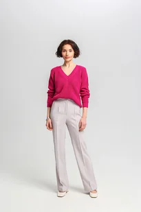 Sweter bawełniany, amarantowy - Swetry damskie - miniaturka - grafika 1